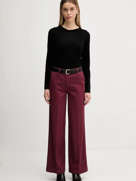 Штани Sisley широкі висока посадка бордовий