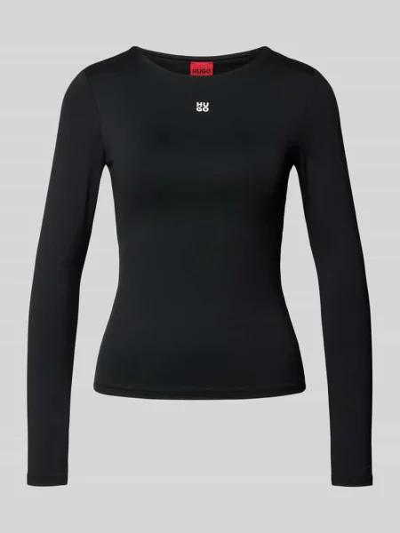 Bluzka z długim rękawem o kroju slim fit z dżerseju ze streczem model ‘DASIIA’ Hugo czarna