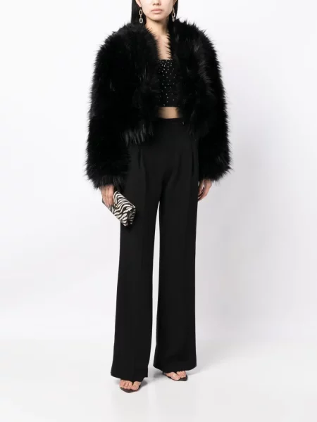 Dlouho bunda Elie Saab s kožíškem černá