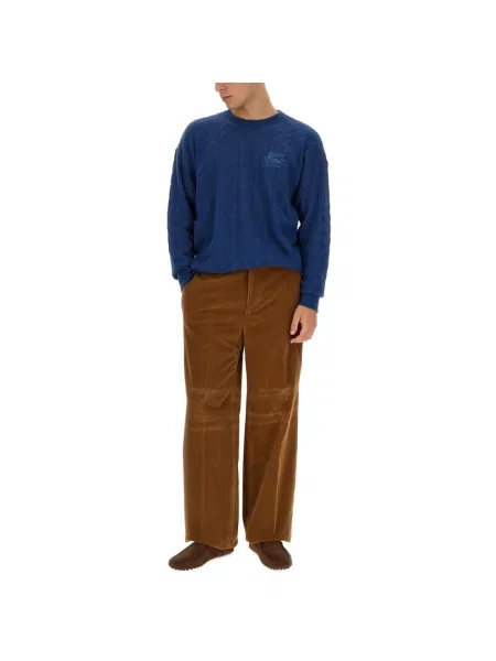 Dzianinowy sweter Etro niebieski