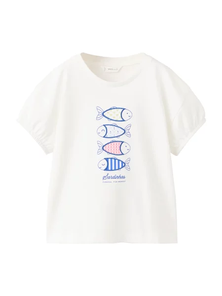 MANGO KIDS Tricou SARDINE albastru / galben / roz / murdar alb