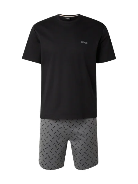 BOSS Kratka pižama siva črna