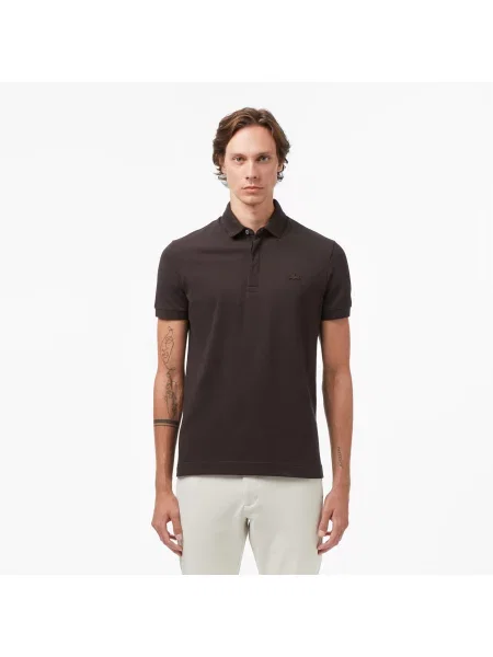 Lacoste Elastyczna Koszulka Polo Paris Regular Fit I Piqué brązowa
