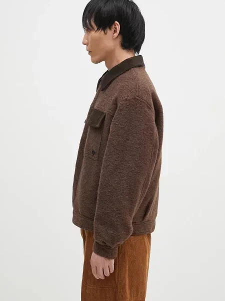 Вовняна куртка Filling Pieces Box Jacket перехідна oversize коричневий
