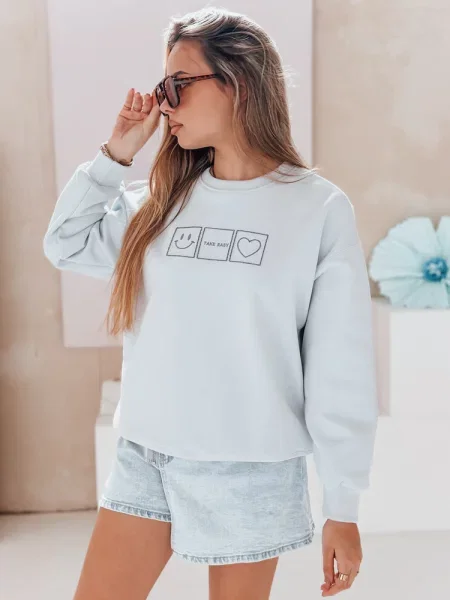 Bluza oversize z haftem EASYJOY Dstreet niebieska
