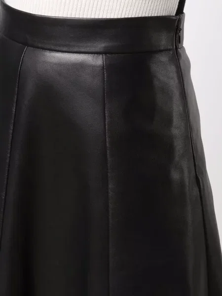 Кожена пола Ralph Lauren Collection до коляното черно