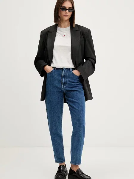 Tommy Jeans kratka majica z bombažem siva
