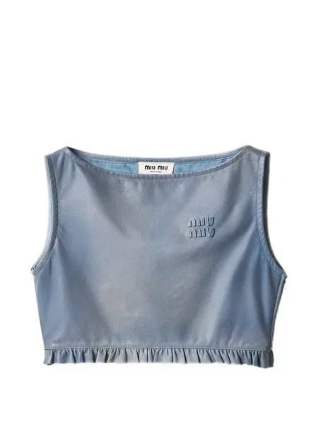 Top Miu Miu din piele albastru