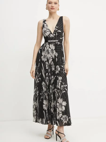 Рокля Marciano Guess NOUVEAU дълга разкроена черно