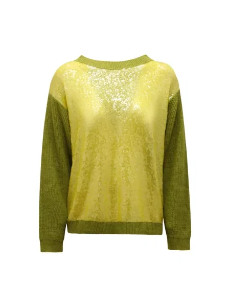 Sweter Pho Firenze z cekinami wełniany zielony