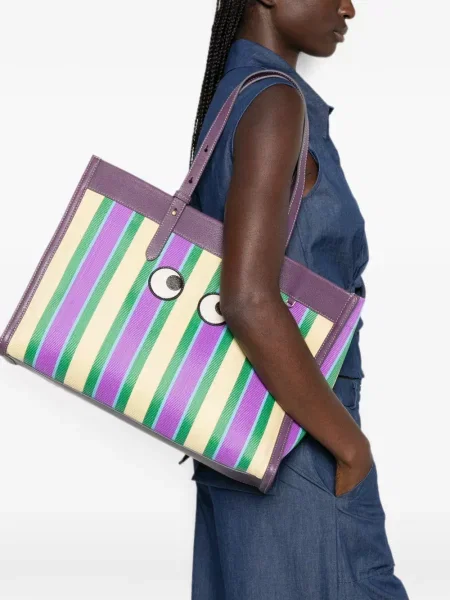 Geantă Anya Hindmarch cu dungi violet