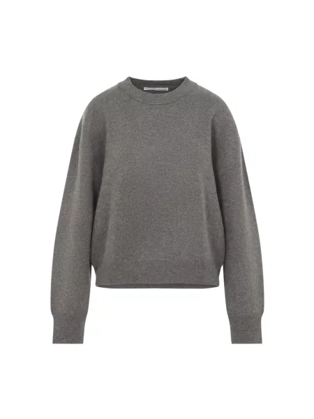 Sweter Studio Nicholson wełniany z okrągłym dekoltem szary