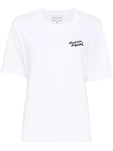 Tricou Maison Kitsune cu broderie alb