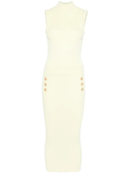 Rochie midi Balmain Pre-owned tricotate galben