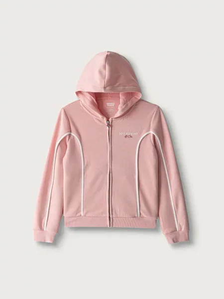 Levi's hanorac cu și glugă pentru copii cu vâscoză MEET AND GREET VARSITY HO roz