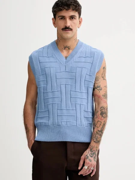 Kenzo kamizelka Weave niebieska