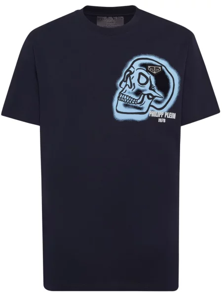 Tricou Philipp Plein cu imagine albastru