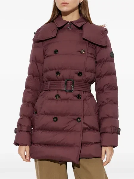 Palton Burberry cu două rânduri de nasturi roșu