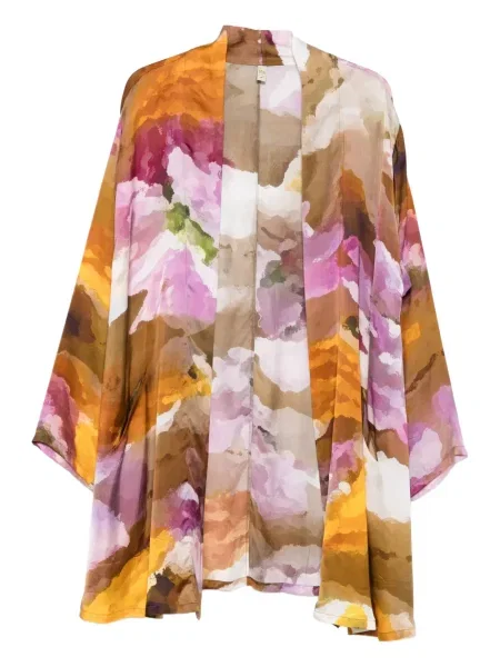 Kurtka Yavi z nadrukiem w abstrakcyjne wzory brązowa