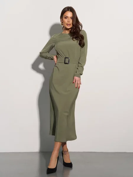 Сукня міді ISSA Plus комбінований верх хакі