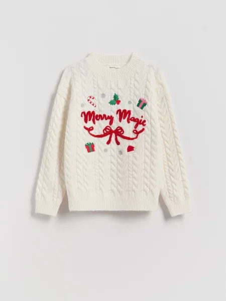 Reserved Різдвяний светр кремовий 
