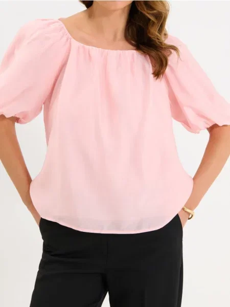 Блузка з ліоцелу пастельний рожевий