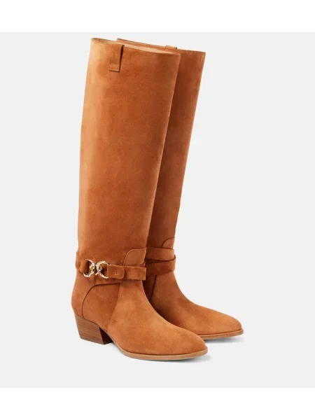 Kavbojski škornji Ulla Johnson iz semiša rjava