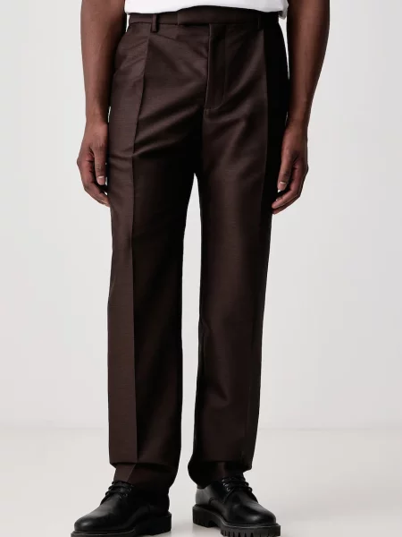Kenzo pantaloni chinos pentru bărbați cu lână maro