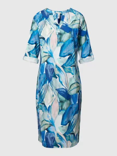 Sukienka tunikowa o kroju do kolan z rękawami o regulowanej długości Toni Dress niebieska