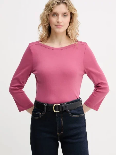 United Colors of Benetton tričko s dlouhým rukávem růžové