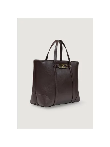 Geantă shopper Armani Exchange din piele maro