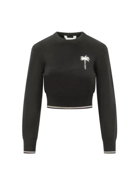 Krótki sweter Palm Angels wełniany czarny