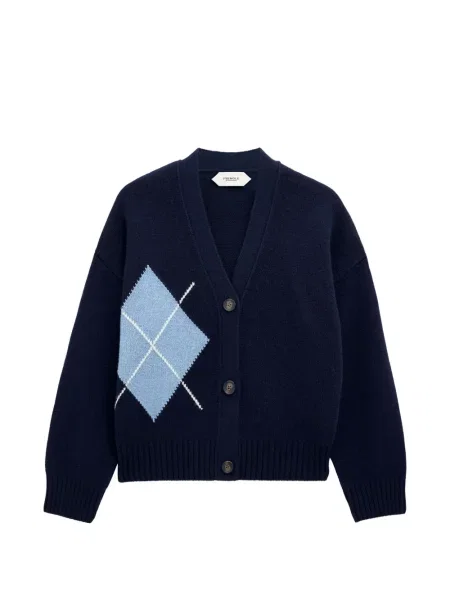 Cardigan Pringle Of Scotland din cașmir cu model argyle albastru