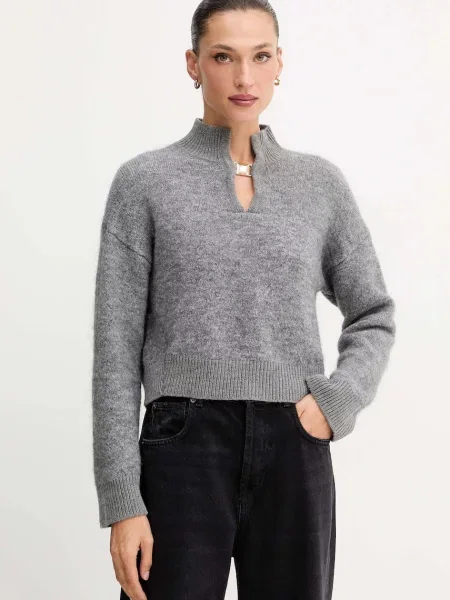 Simona Corsellini pulover de lana femei cu turtleneck gri