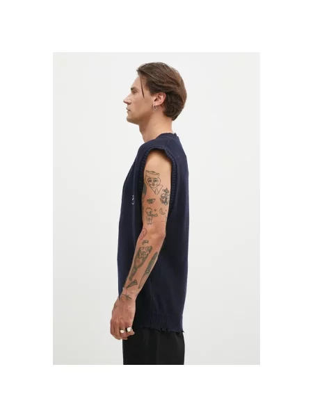 AMBUSH kamizelka wełniana Repair Stitch V Neck Vest niebieska