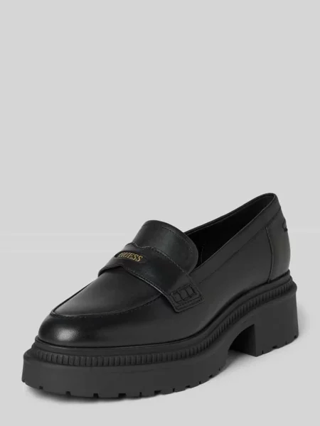 Mokasyny Guess skórzane czarne