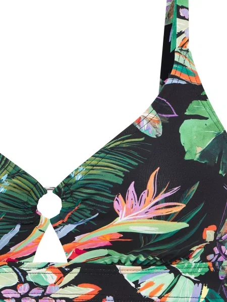 VENICE BEACH Bikinový top jedľová / svetlooranžová / čierna biela