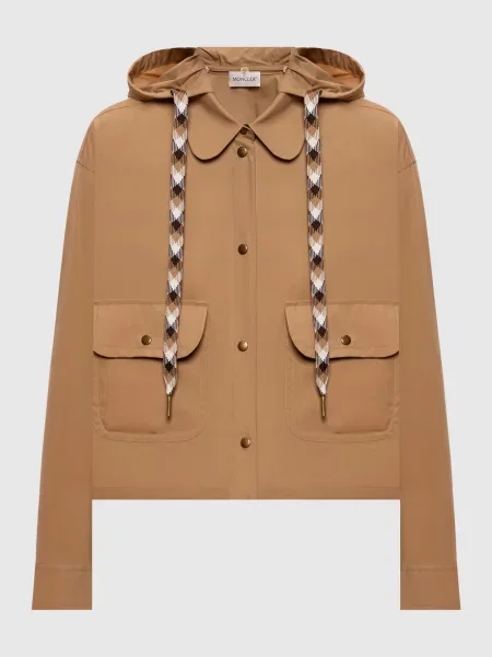 Куртка з нашивкою логотипа Moncler коричнева