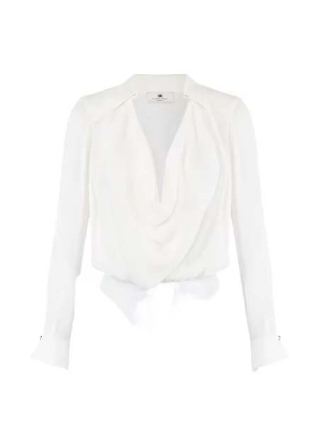 Body Elisabetta Franchi drapat alb