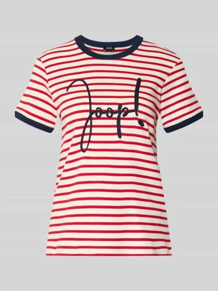 T-shirt z wyhaftowanym logo model Trinity' Joop! czerwona
