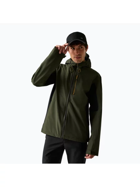 Geacă de ploaie pentru bărbați REGATTA Birchdale II dark khaki/black negru