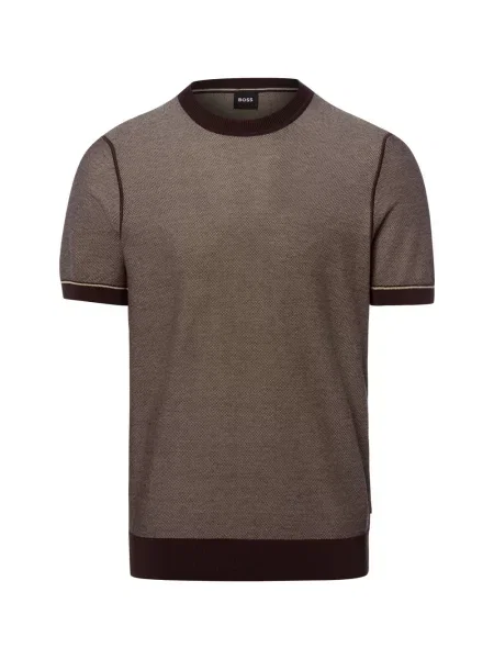 BOSS sweter z krótkim rękawem Mężczyźni S brązowy
