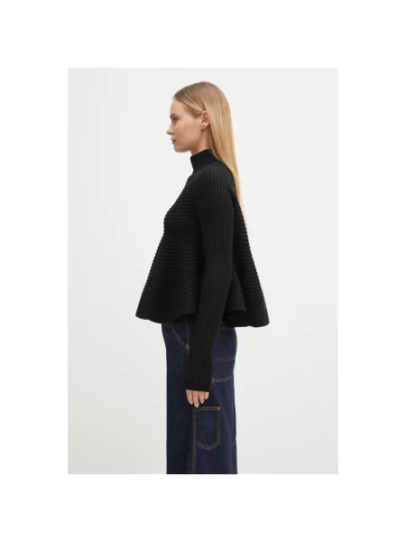 Sportmax sweter wełniany ASTICE ciepły z półgolfem czarny