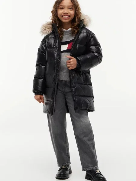 Tommy Hilfiger geacă cu puf pentru copii negru