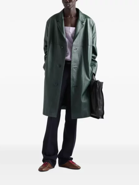 Palton Prada din piele verde