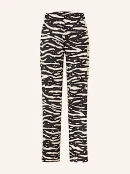 Spodnie materiałowe z szeroką nogawką i elastycznym pasem Marc Cain białe