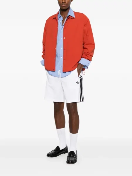 Top Adidas în carouri cu decolteu în V cu imagine alb