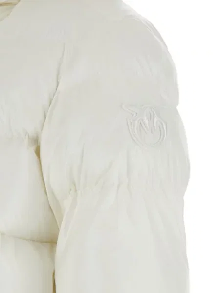 Geacă cu puf Pinko cu glugă alb