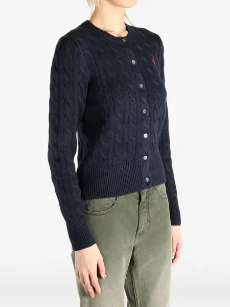 Plisované zkrácené dvouřadé tričko Polo Ralph Lauren bílé