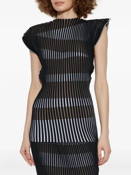 Bluzka Issey Miyake w paski plisowana czarna